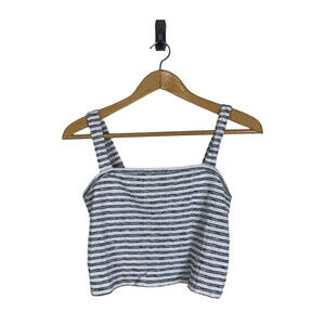 American Eagle Womens Navy White Striped Crop Tank Top Size XL